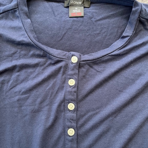 Navy J. Crew Henley Long Sleeve Tee - Picture 1 of 3